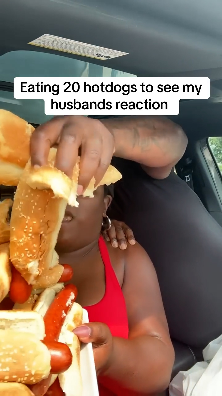 Husband reacting to hotdogs like it's his first time seeing them