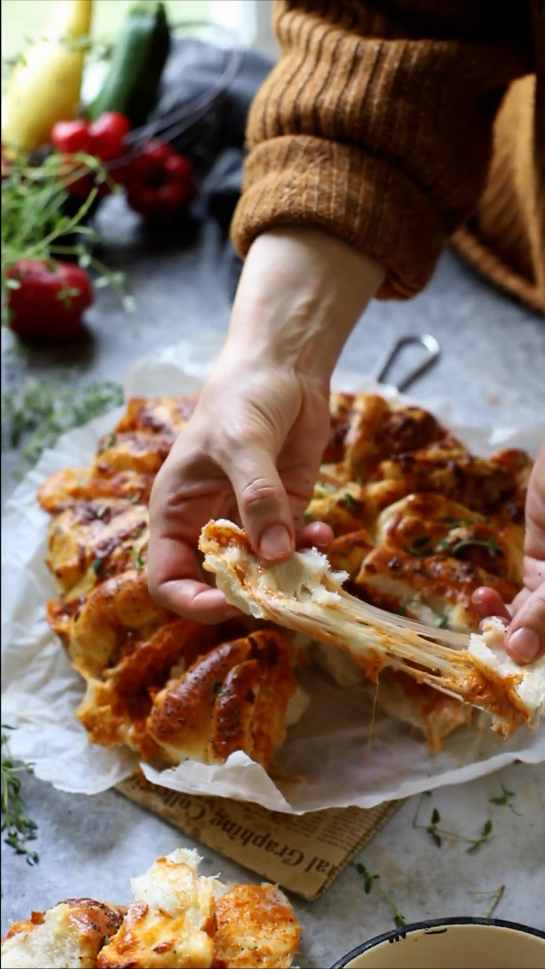 Cheesy bread swirled with basil pesto