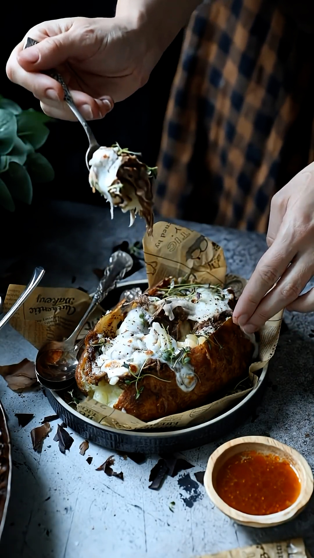 Spiced beef served over crispy-skinned potatoes