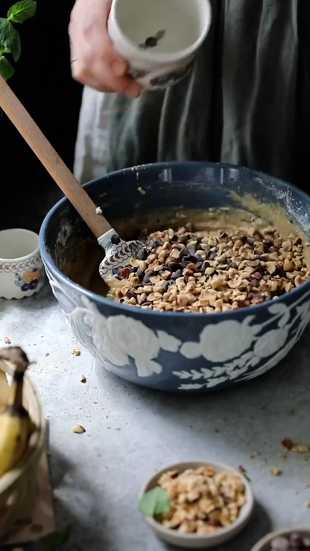 Moist banana bread loaded with chocolate and nuts