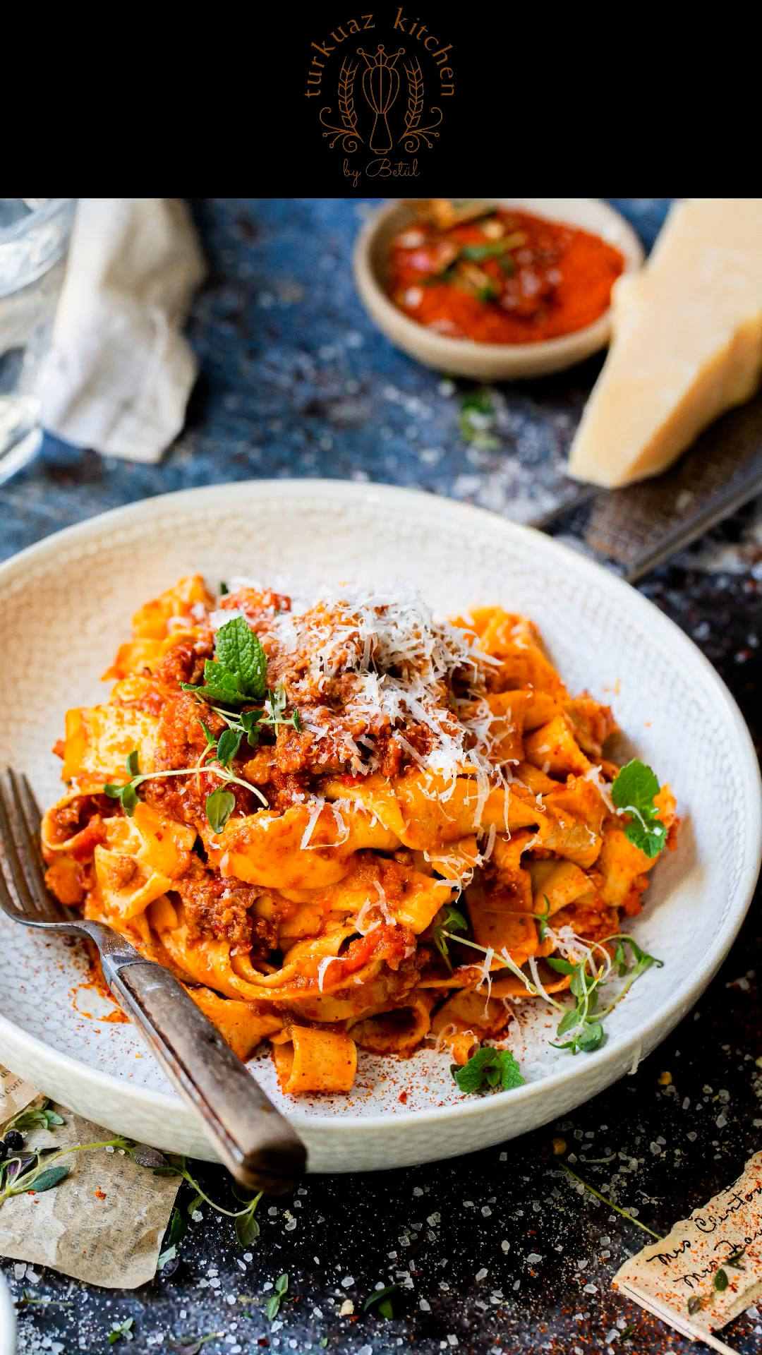Fresh egg pasta topped with slow-cooked ragu