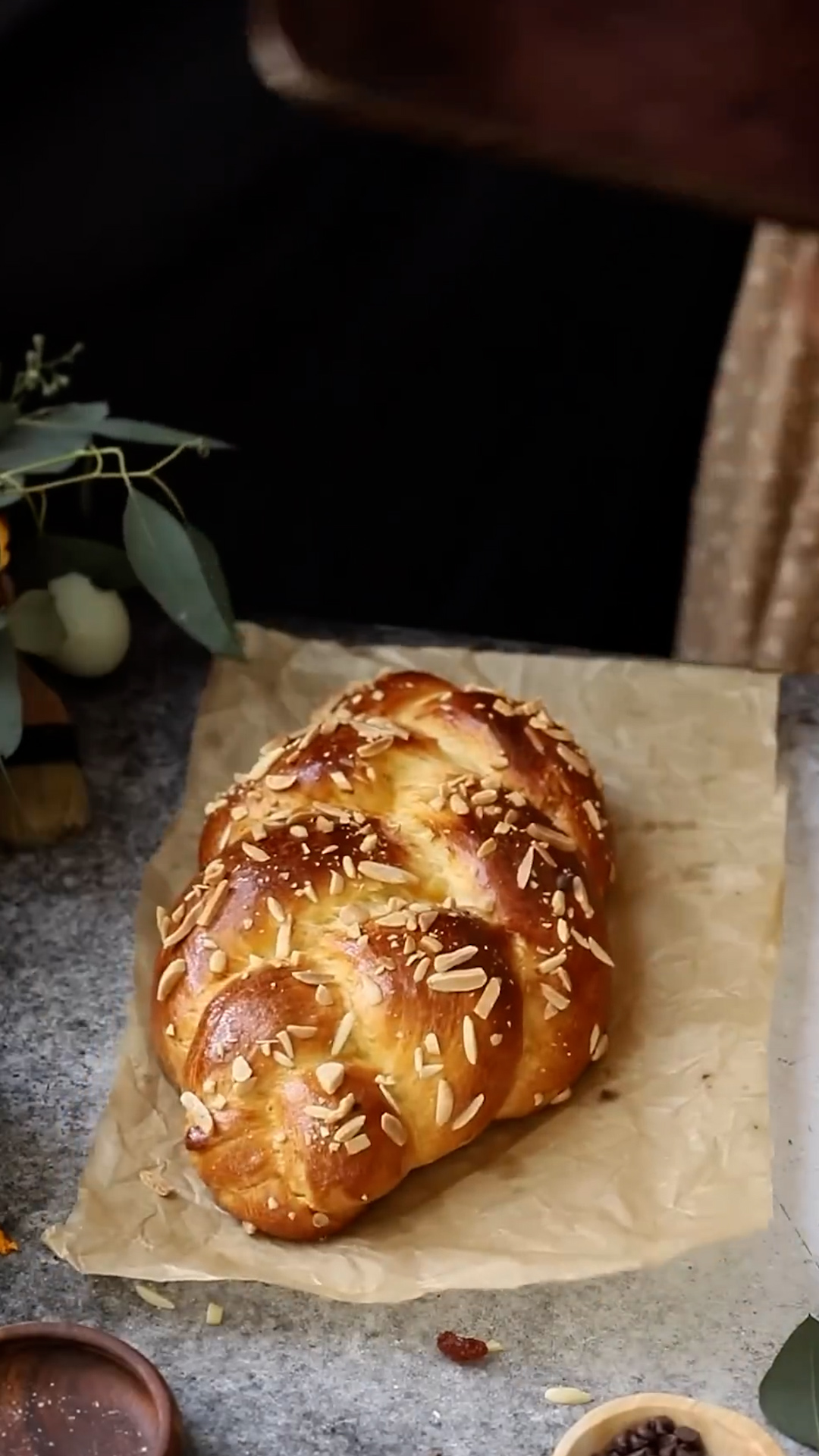 Sweet braided loaf soaked in egg custard