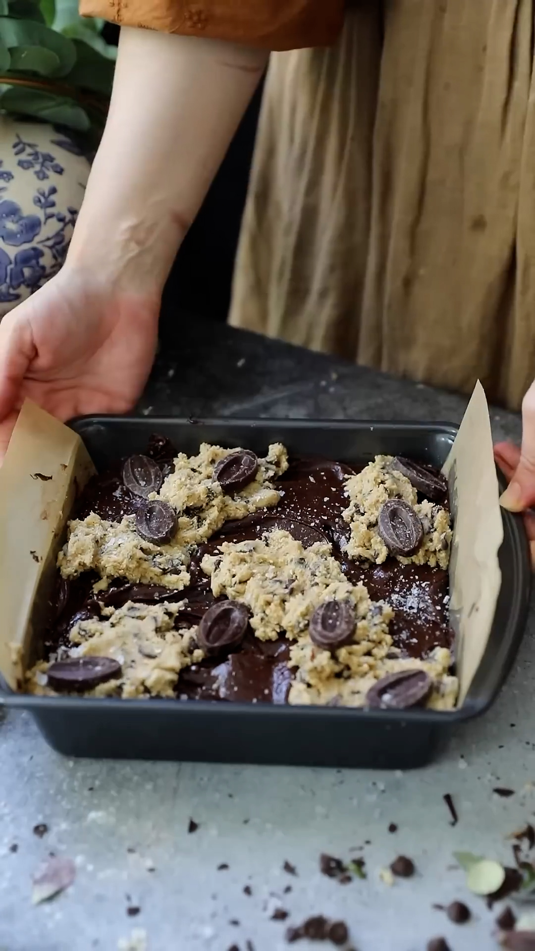 Half brownie half cookie bars