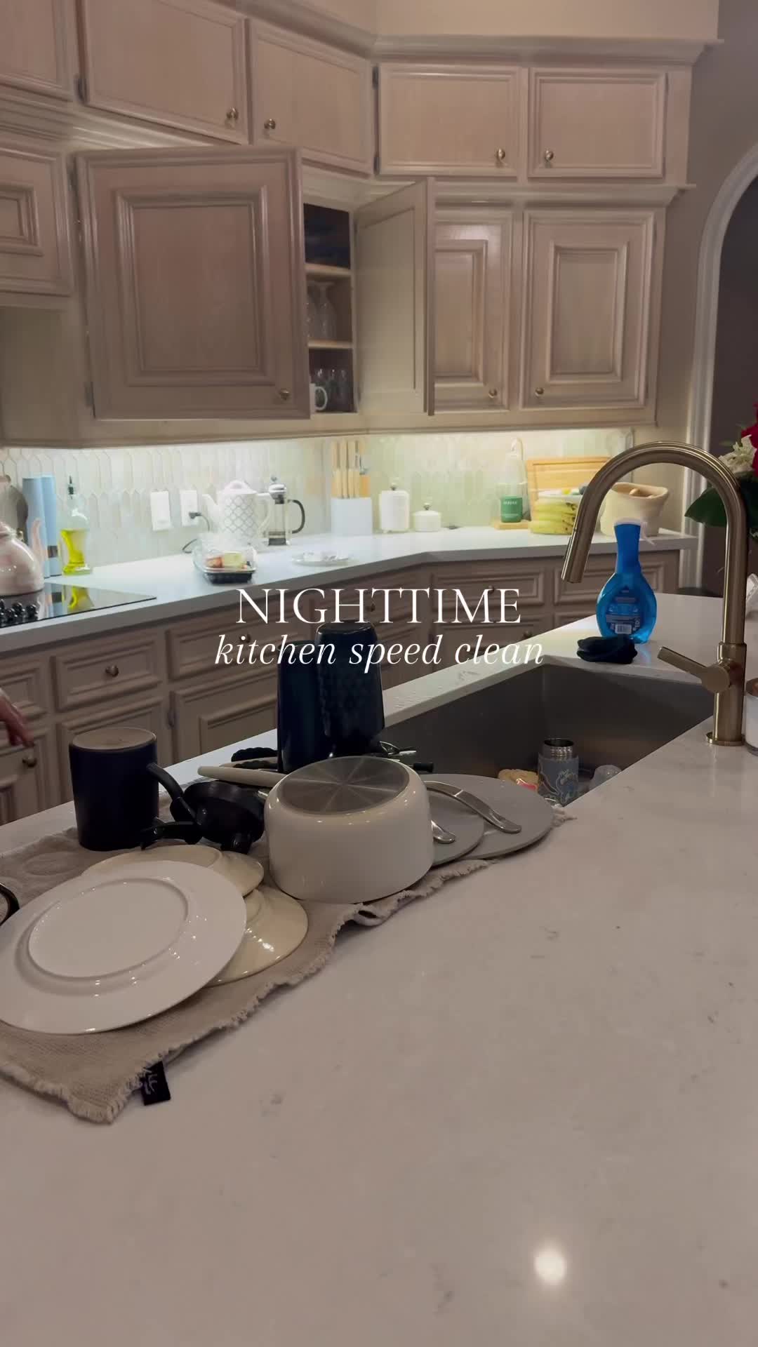 Easy nighttime kitchen speed clean for weeknight dinner ready in minutes