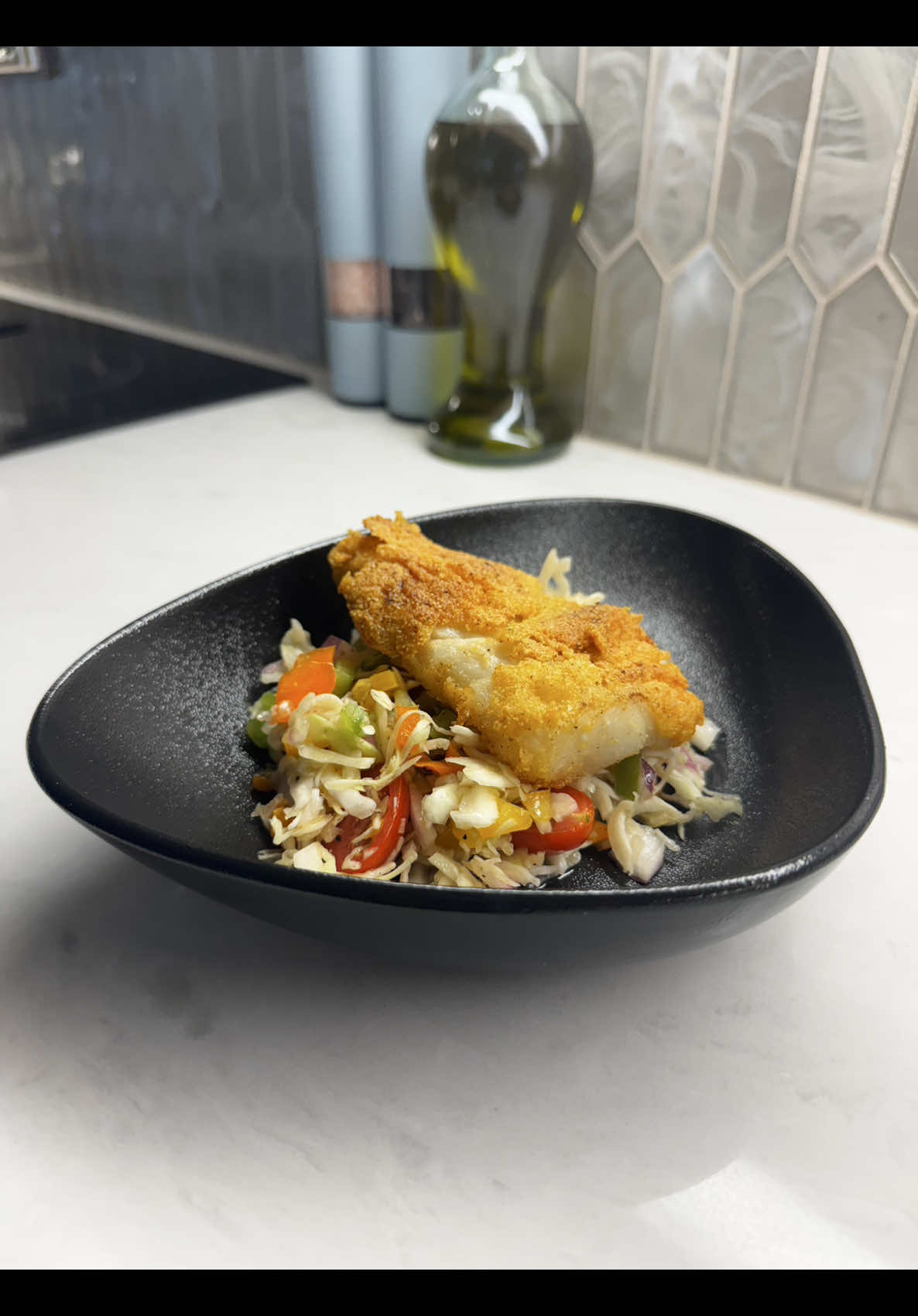 Quick fried fish coleslaw comfort meal ready in minutes