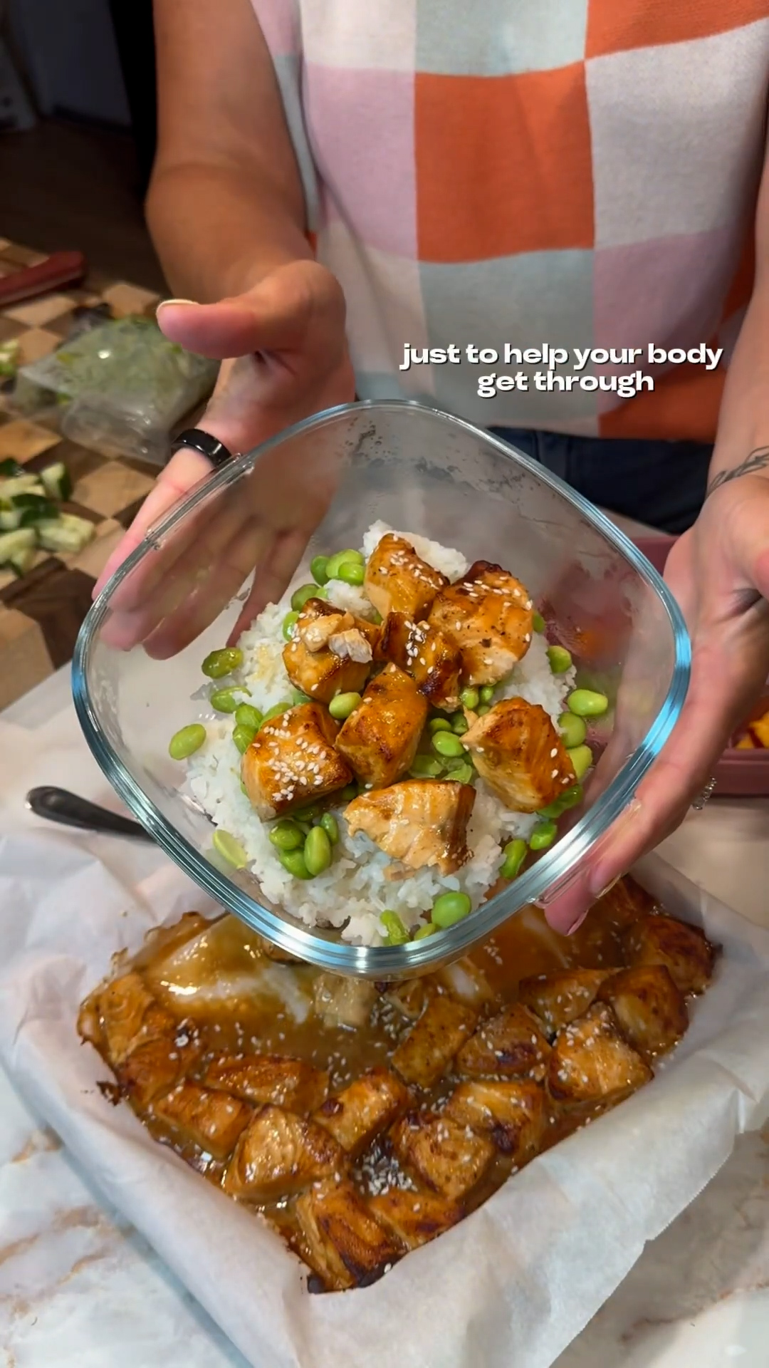 Quick and healthy salmon rice bowl with fresh vegetables everyone will enjoy