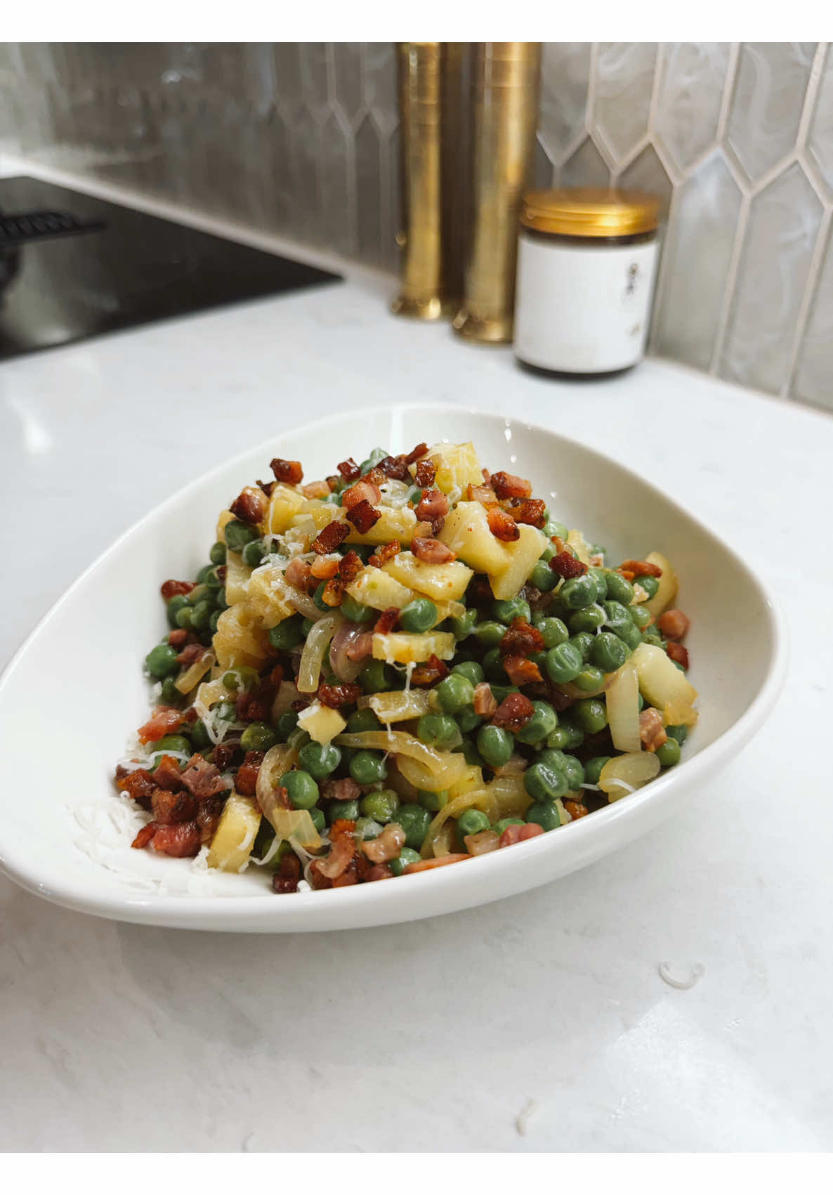 Quick pancetta pea thanksgiving side comfort meal ready in minutes