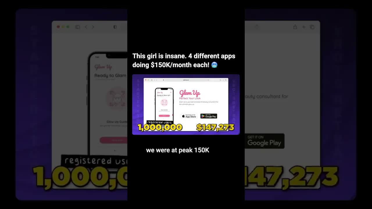 This girl is insane. 4 different apps doing $150K/month each!
