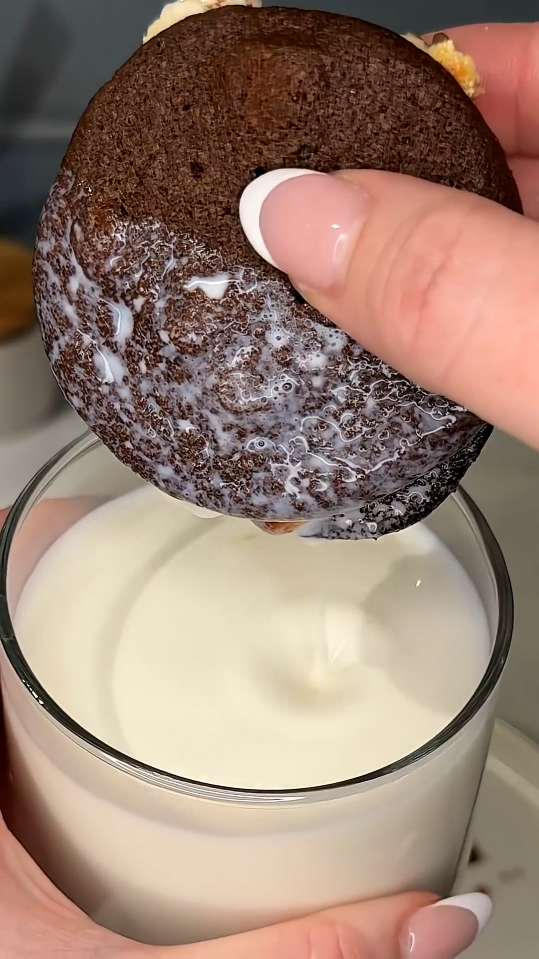 Air fryer melts marshmallow and chocolate over warm cookies for s'mores