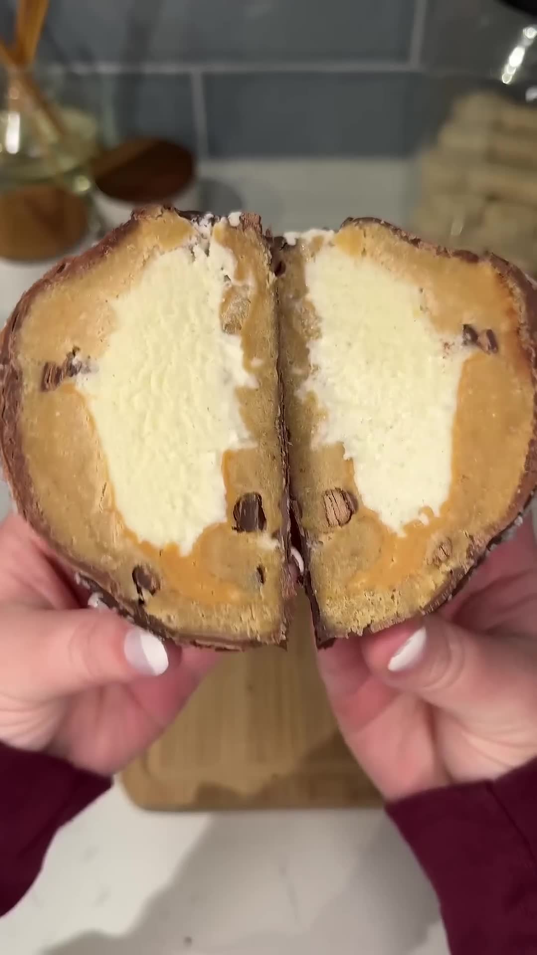 Scoops of ice cream wrapped in a shell of safe-to-eat cookie dough
