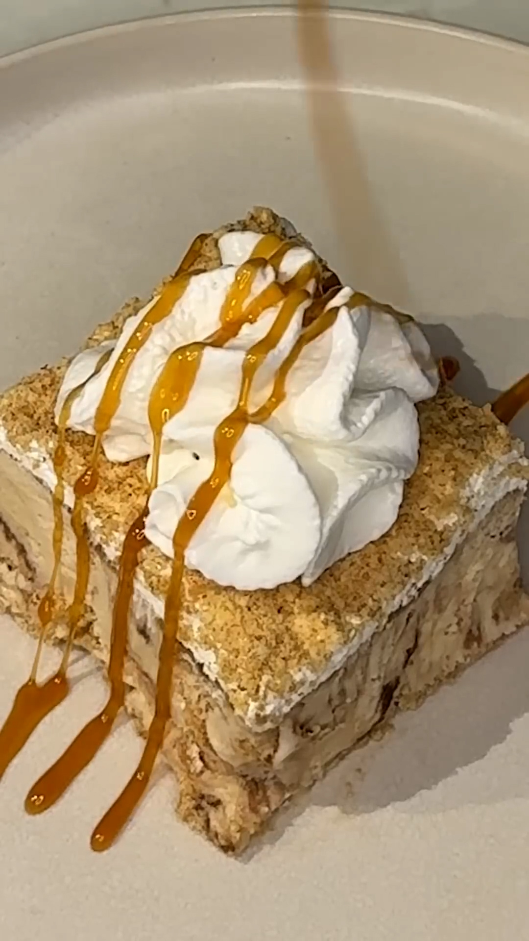 Caramel and cinnamon churro flavors layered into an ice cream cake