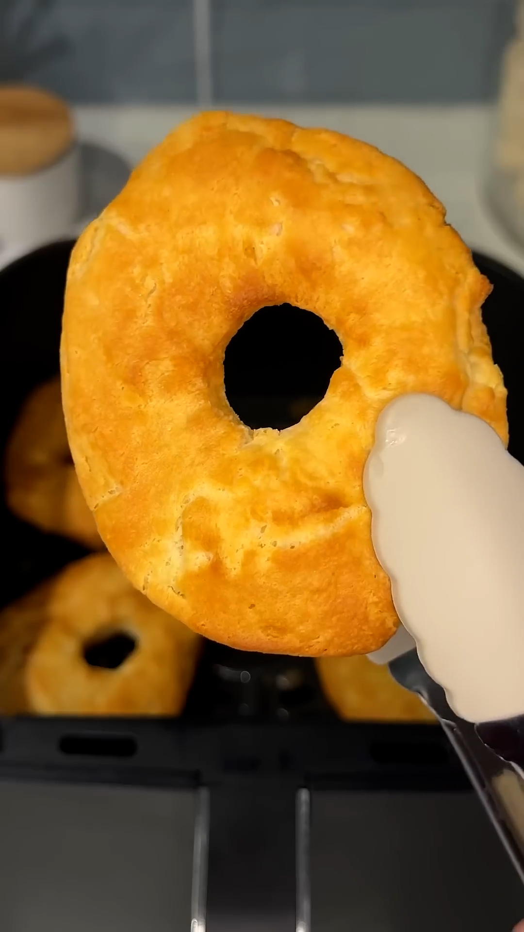 Shortcut donuts made from biscuit dough crisped in the air fryer