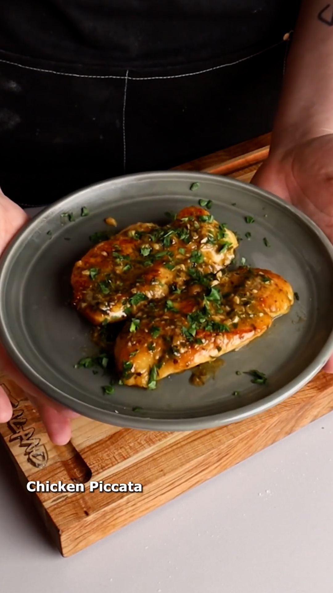 Breaded chicken with lemon caper pan sauce