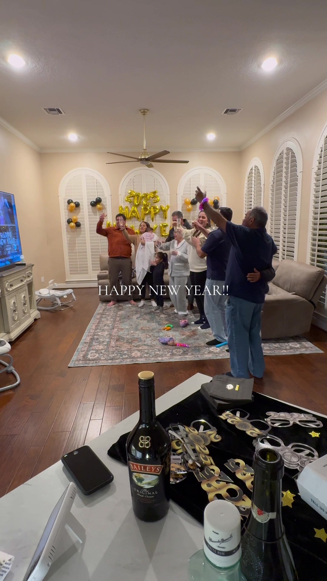 Raising our glasses at home as a family to celebrate the start of a fresh year