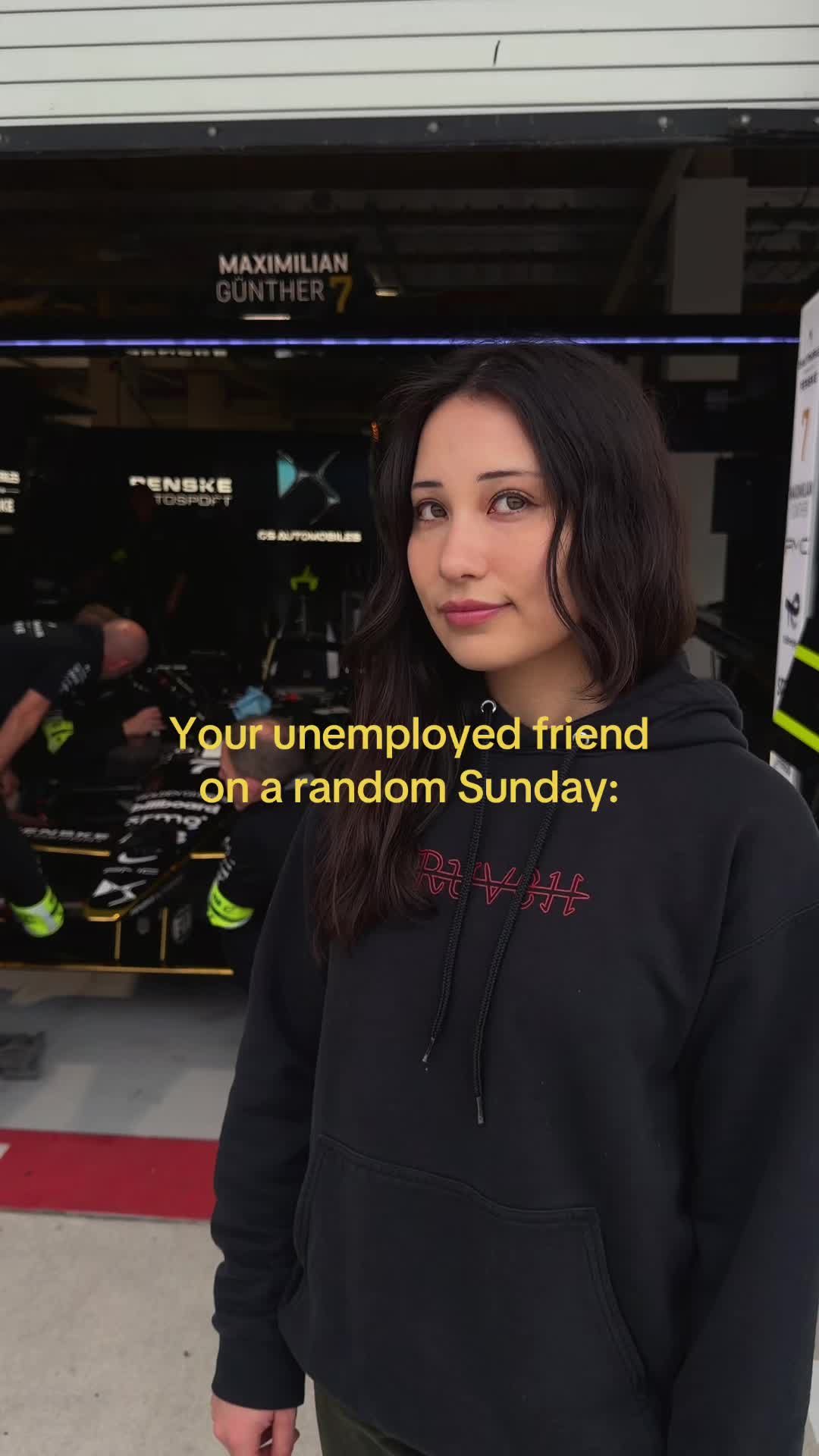 Tagging along like the unemployed friend inside an actual Formula E pit garage