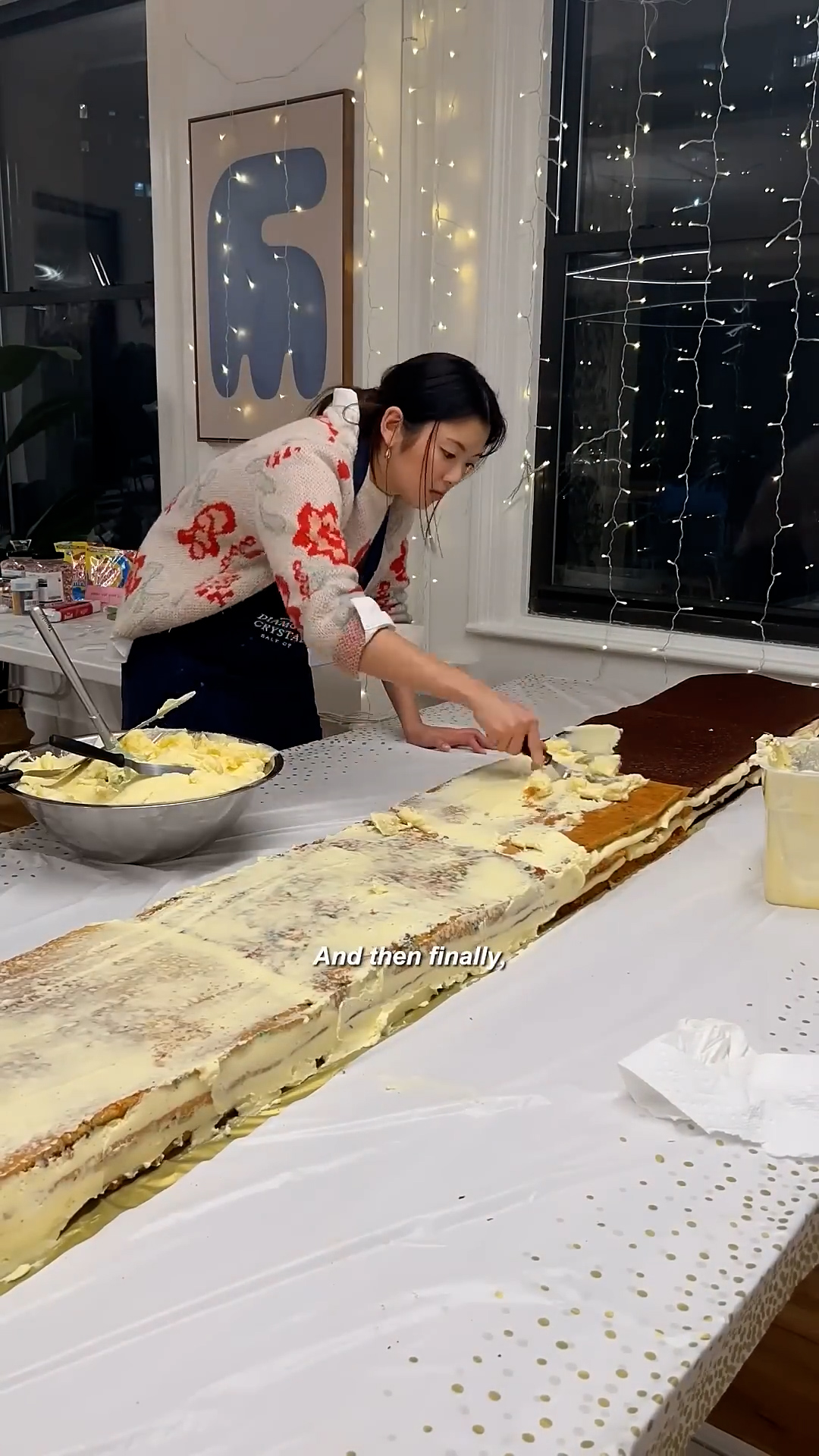 Time lapse of a complete cake assembly process