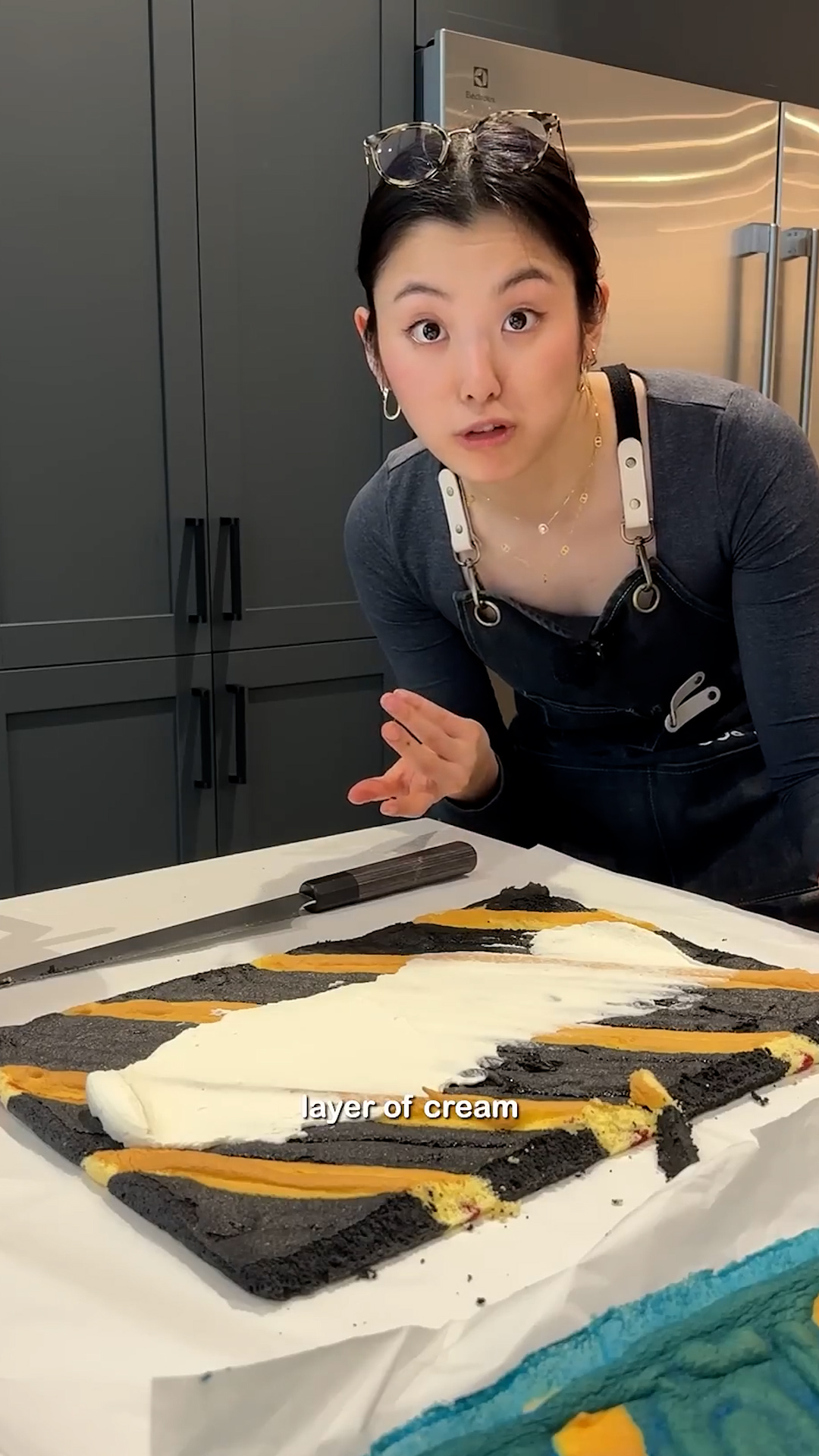 Filling Swiss rolls with precision at the bakery