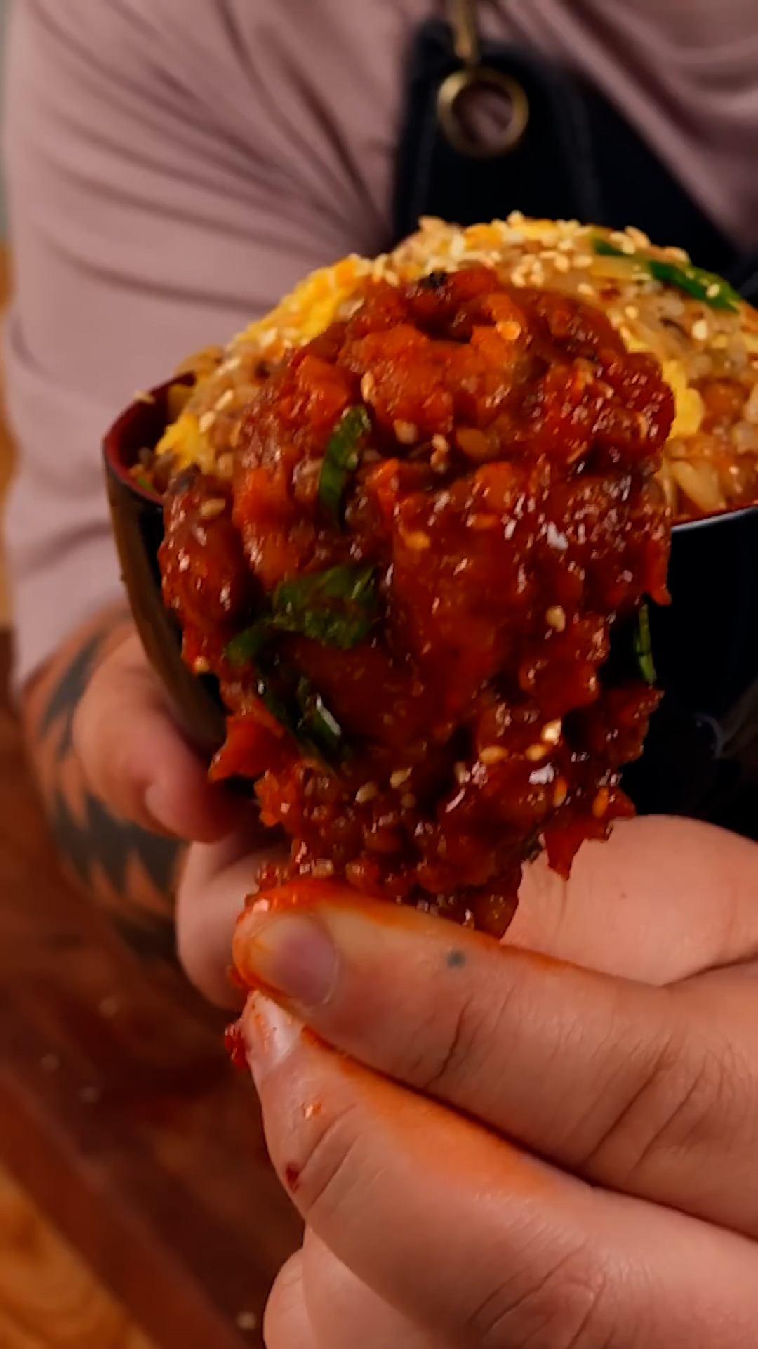 Using leftover Korean fried chicken in fried rice