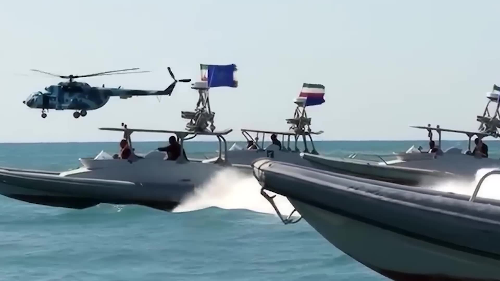 Iranian forces engage a US warship in open water
