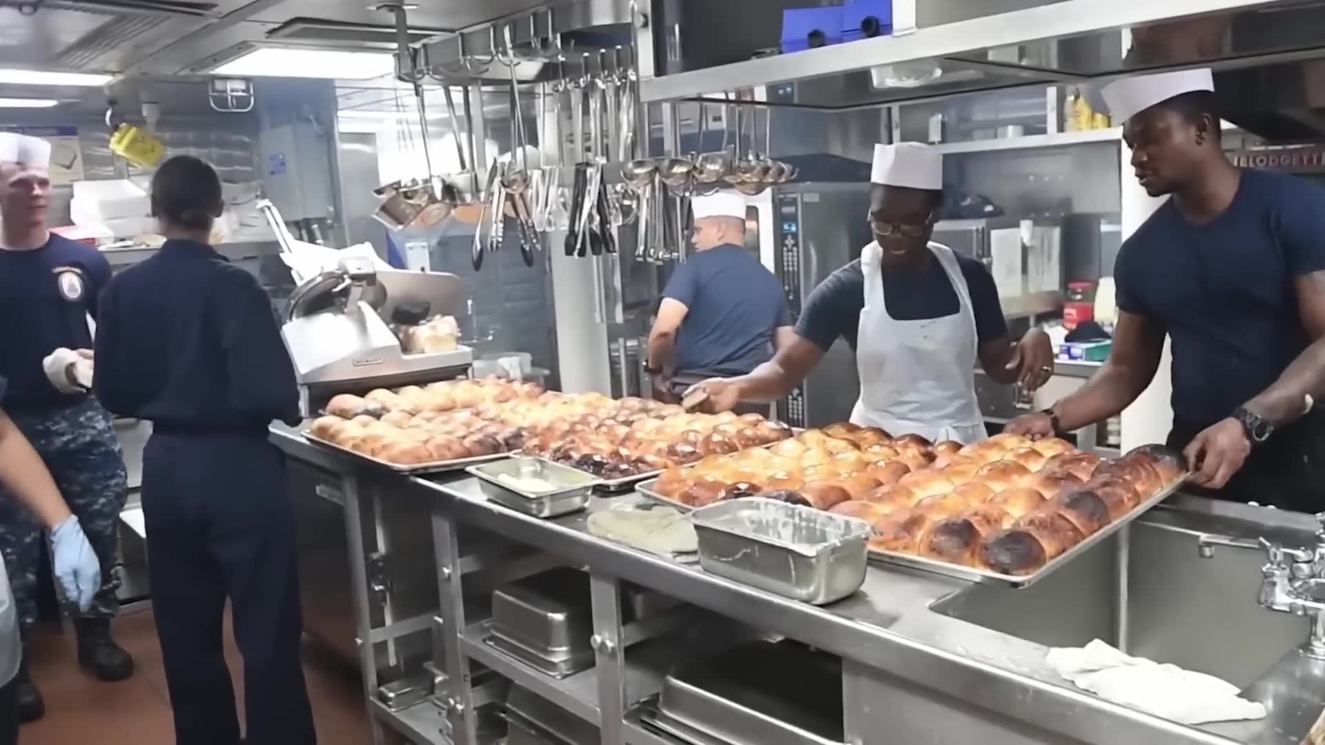 Inside the galley of a nuclear attack submarine