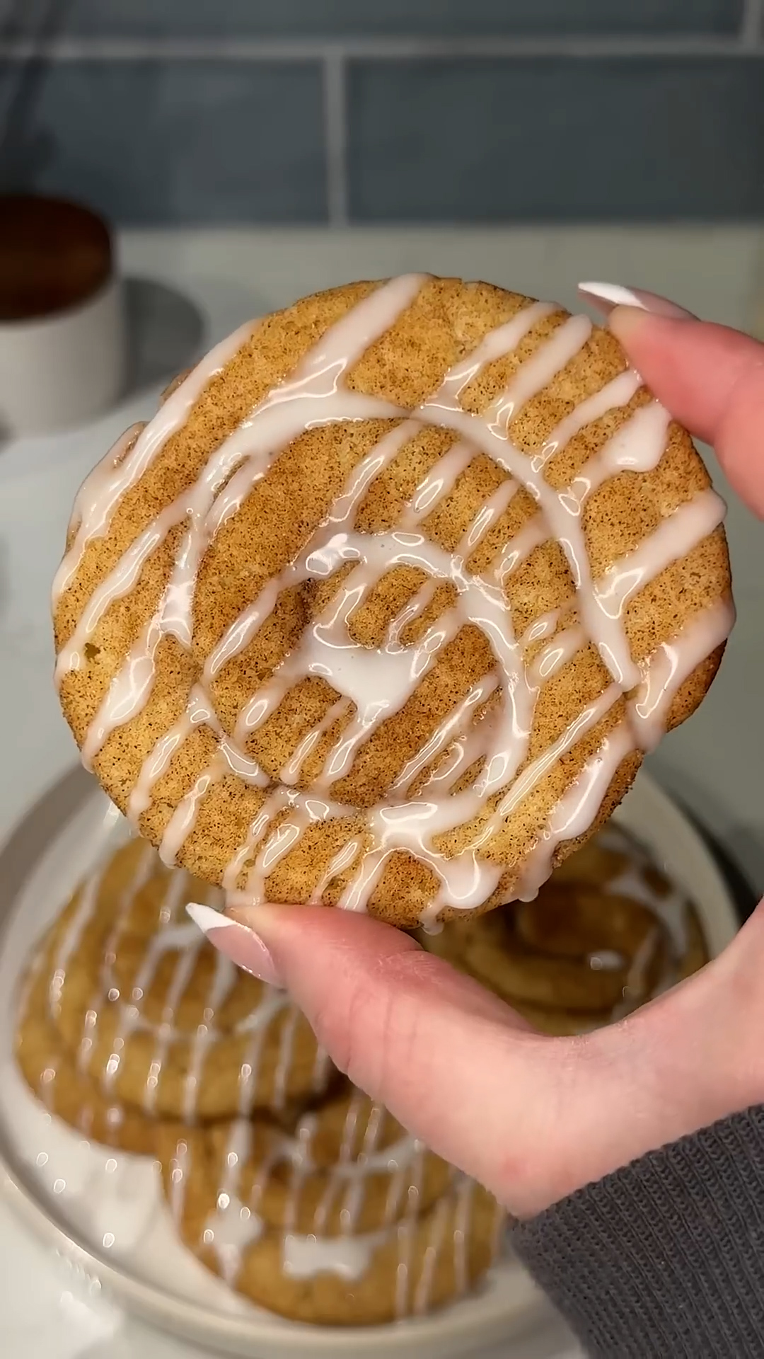 Soft sugar cookies swirled with cinnamon roll spice and icing