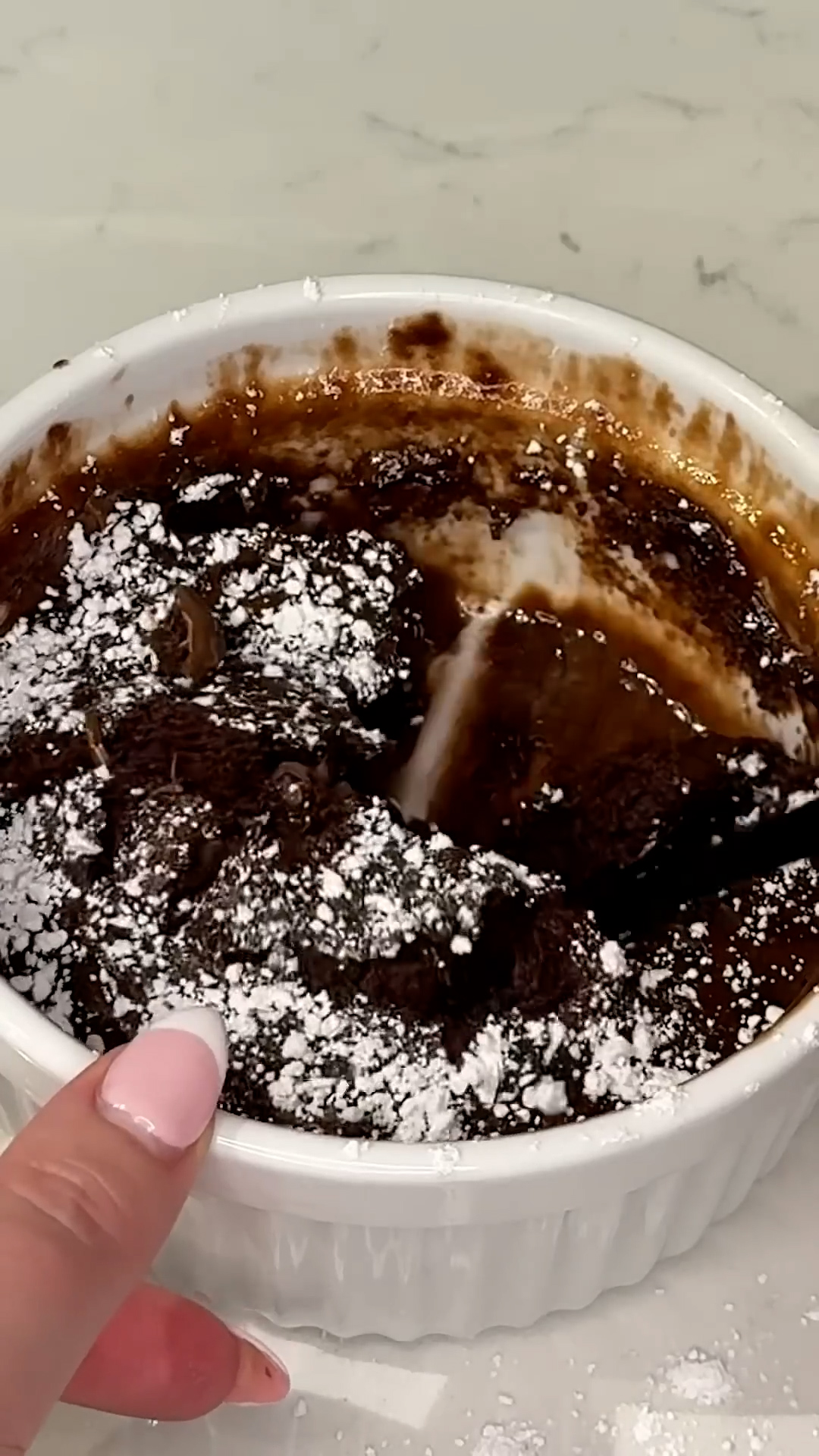 Three-ingredient lava cake oozes warm hazelnut chocolate inside