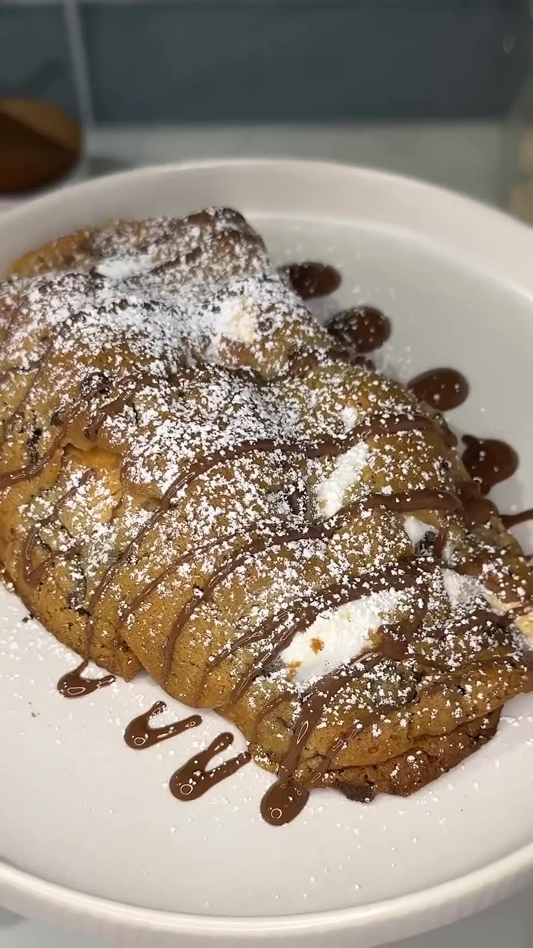 Flaky croissant wraps chocolate chip cookie and toasted marshmallow