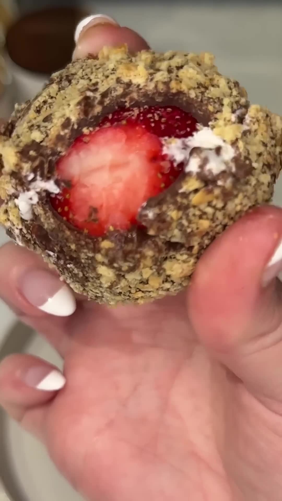 Fresh strawberries and chocolate layered into a frozen s'mores treat