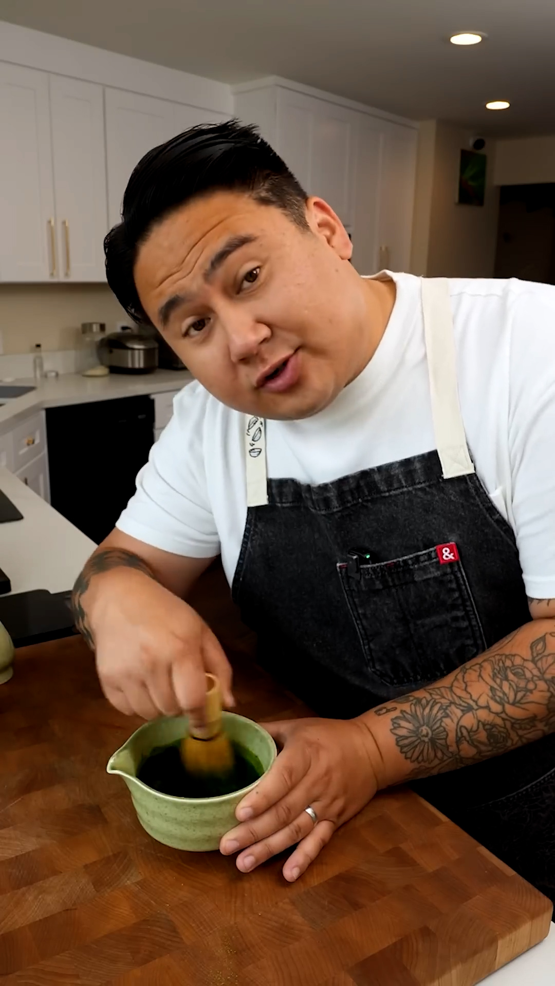 Making matcha lattes at home to save money