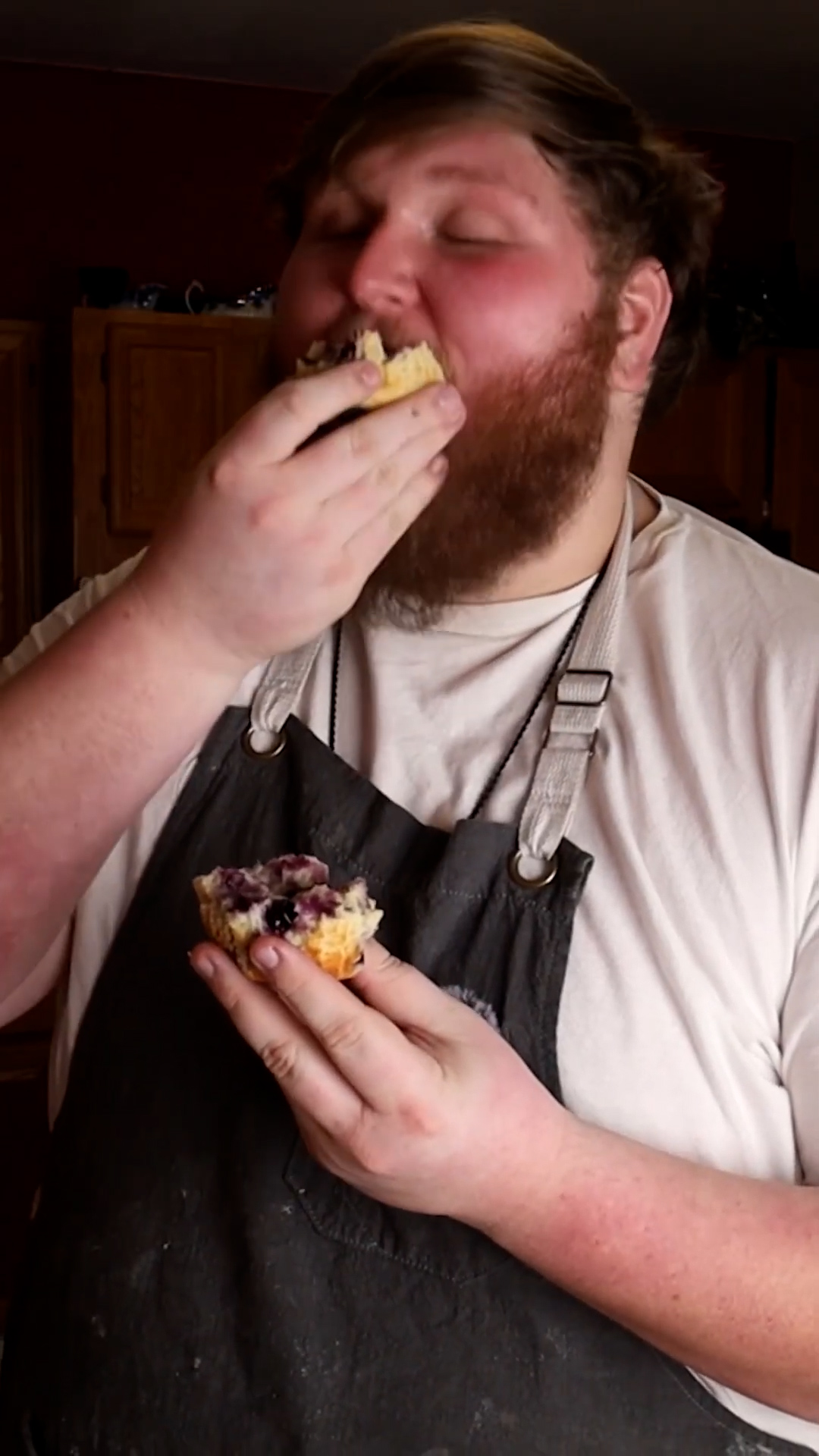 Fresh blueberry muffins baking