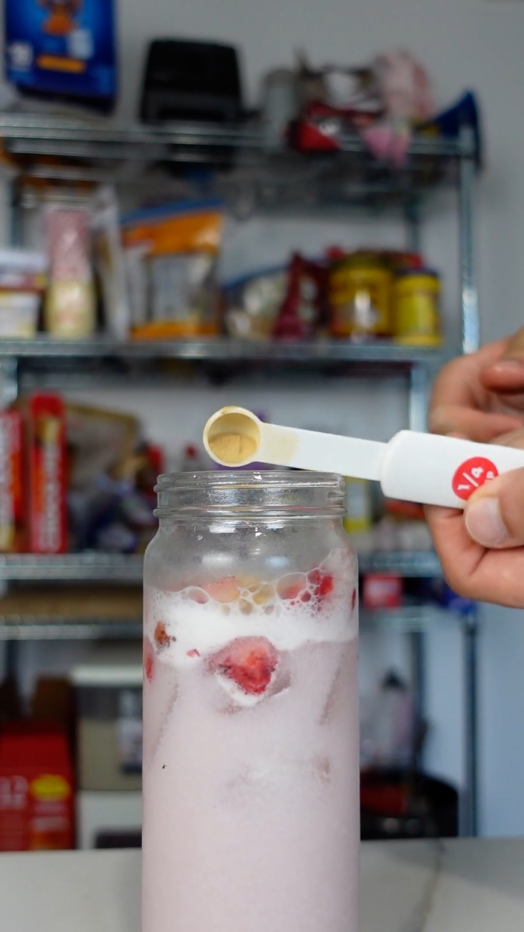 Making the viral pink drink at home with only four simple ingredients