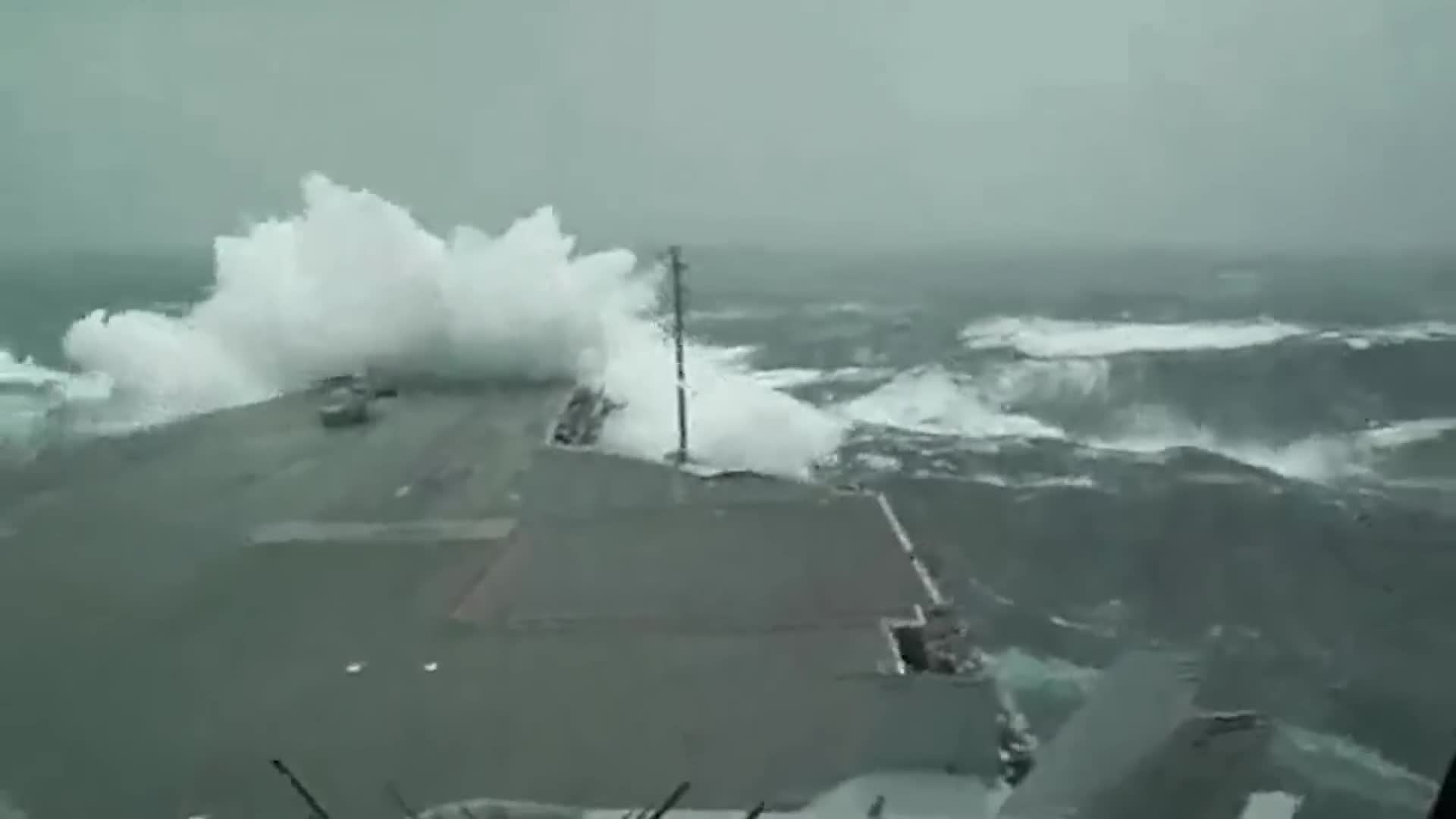 How carriers protect fighter jets during ocean storms