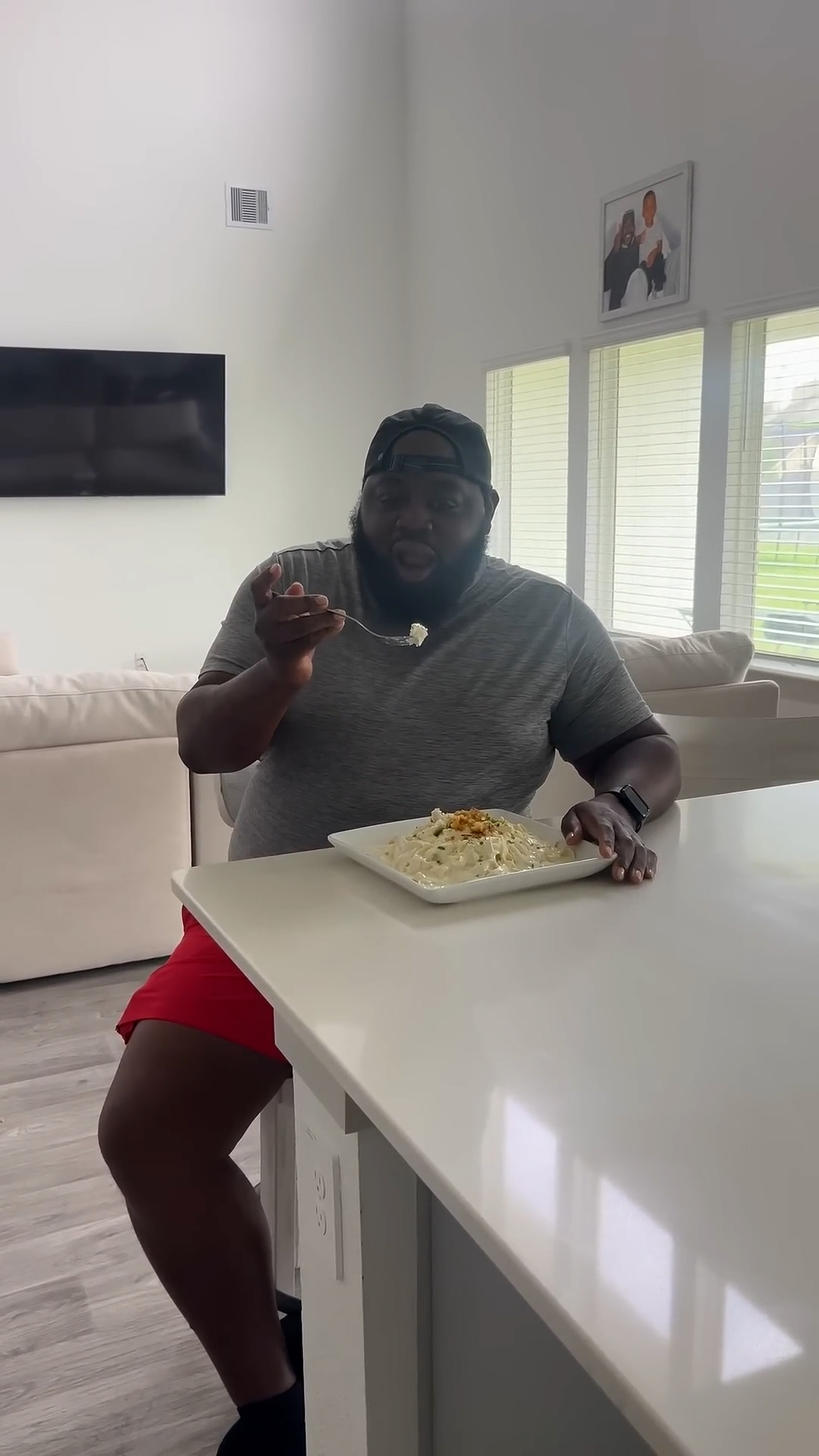 Husband's reaction when his whole meal turned out to be a cake