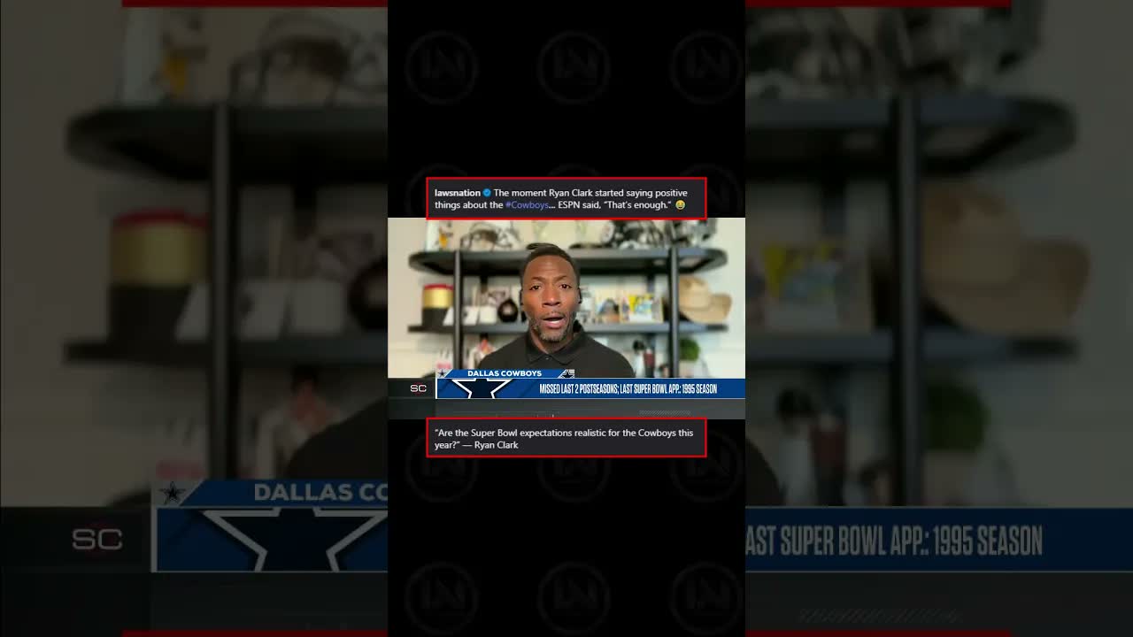 Ryan Clark started saying positive things about the #Cowboys… ESPN said, “That’s enough.” 😂