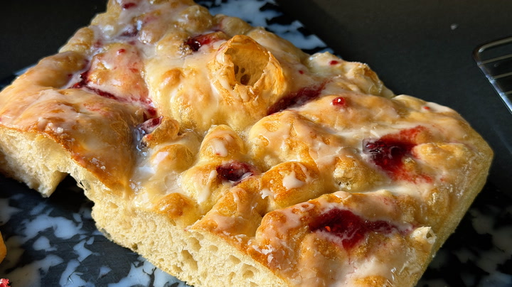 Raspberry Jelly Doughnut Focaccia Recipe