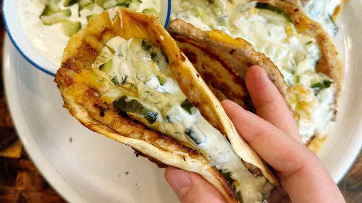 Cheesy Chicken Pickle Smashed Tacos Recipe
