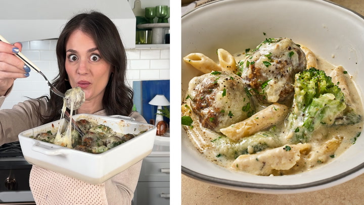 No-Peek Alfredo Meatball Casserole Recipe