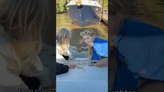 Lake life spoiled her 😂😂😂 #boat #boating #shorts