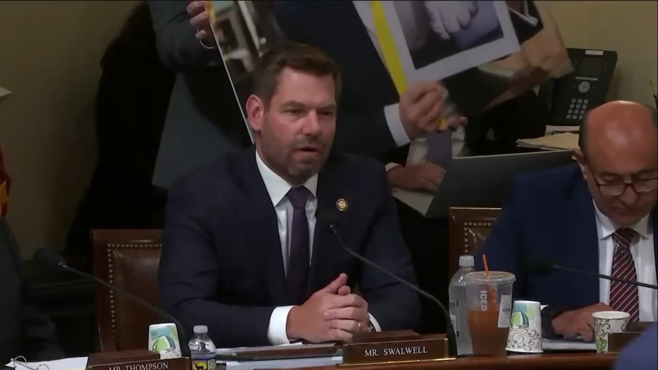 House Homeland security - DHS Sec Noem and Rep. Swalwell (D-CA) exchange on Kilmar Abrego Garcia