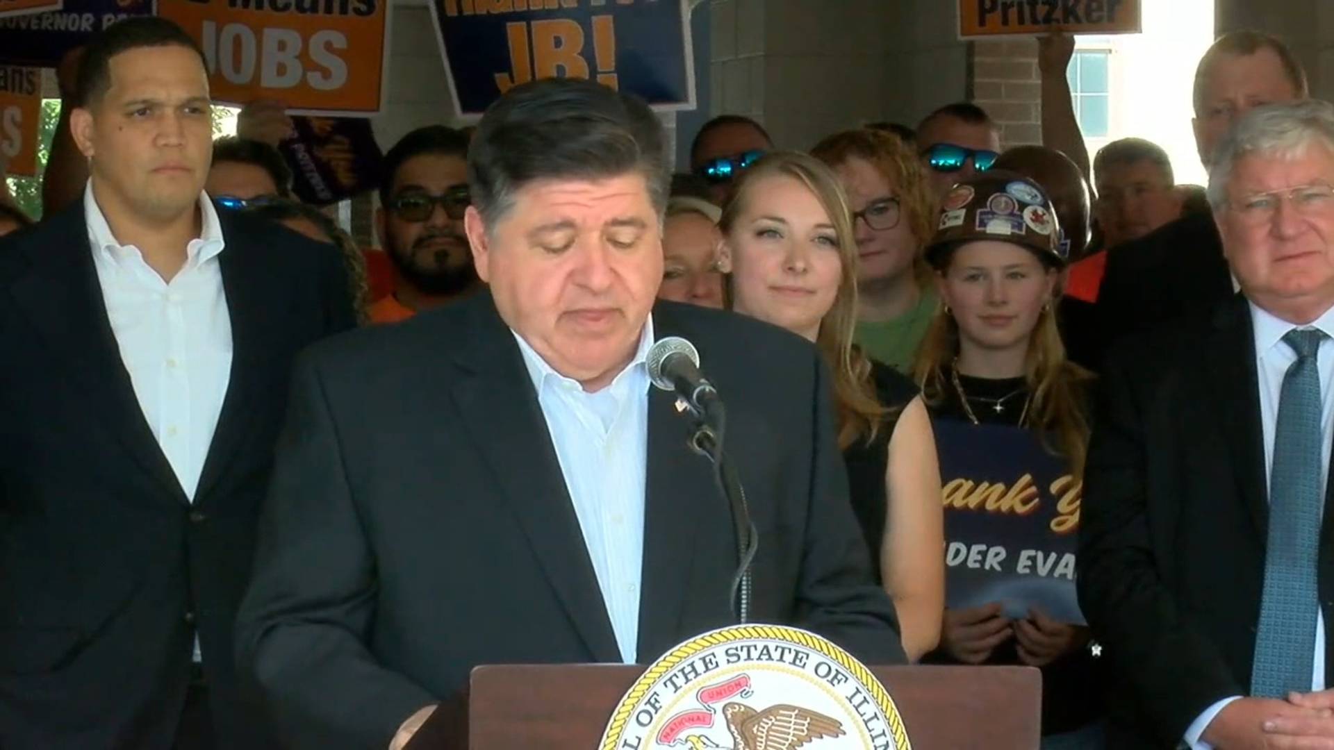 Illinois - Gov. Pritzker: “Republican who'd declared war on Illinois workers”