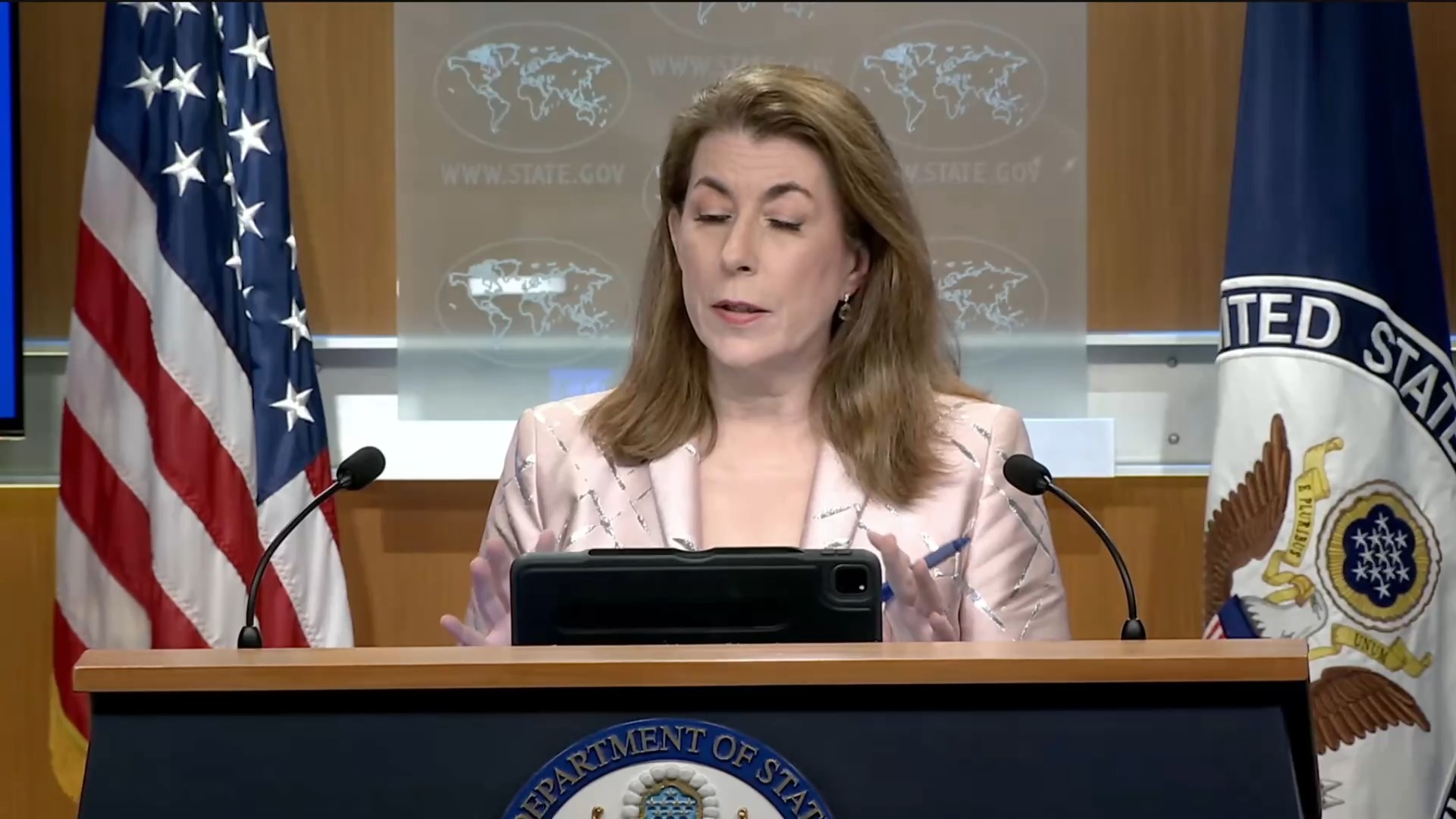 Dept. of State - Spokesperson Bruce: "It still exists because Hamas will not put down it’s weapons”